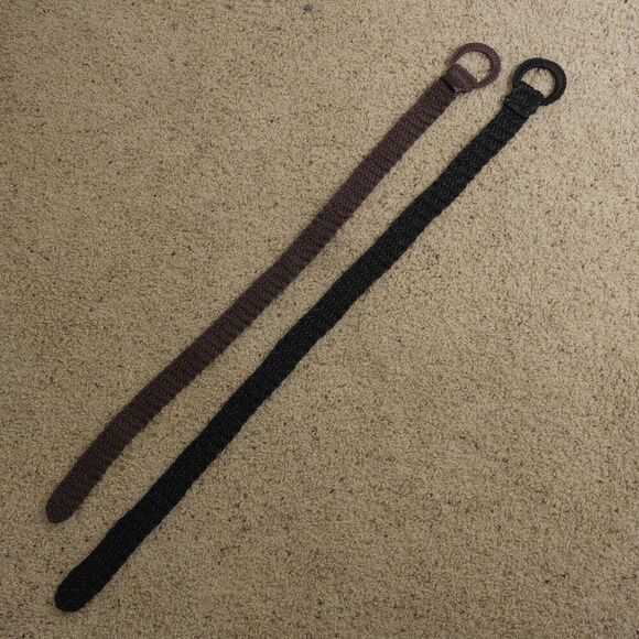 Lot of 2 Boho‎ Y2K Braided Woven Belts Womens Brown Black Circle Buckle Western - Picture 6 of 7